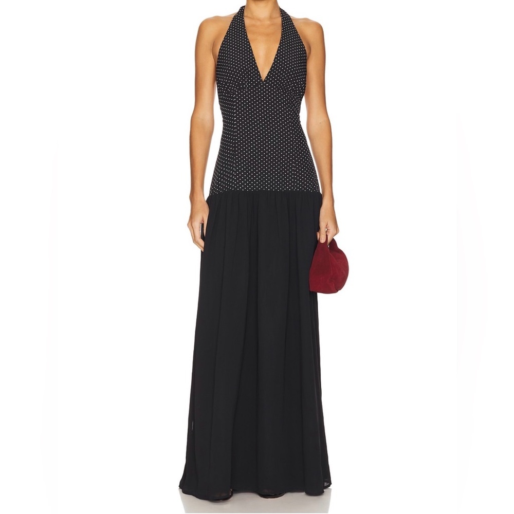 Lile Maxi Dress in Black Polka Dot